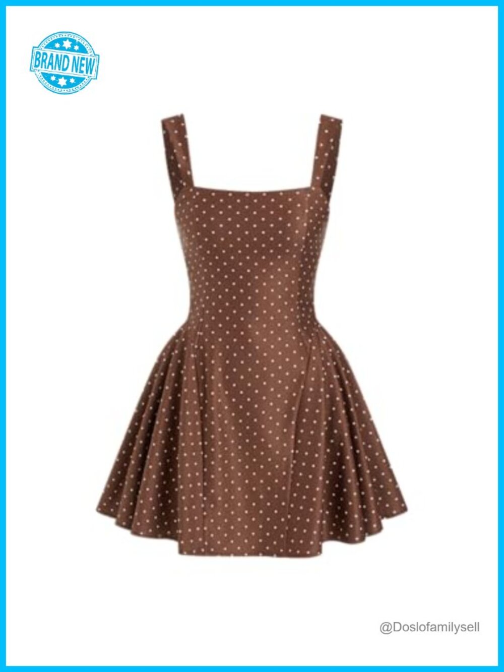 Polka Dot Mini Dress Square Neck Sleeveless Summer Date Night